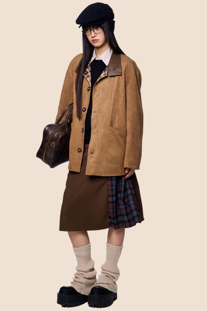 Vintage Suede Plaid Jacket