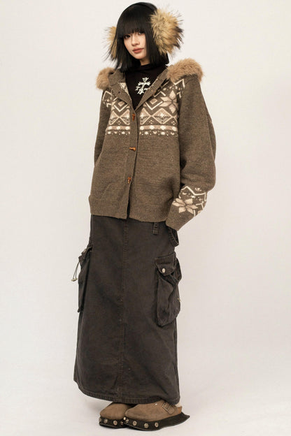 Hooded Fair Isle Cardigan