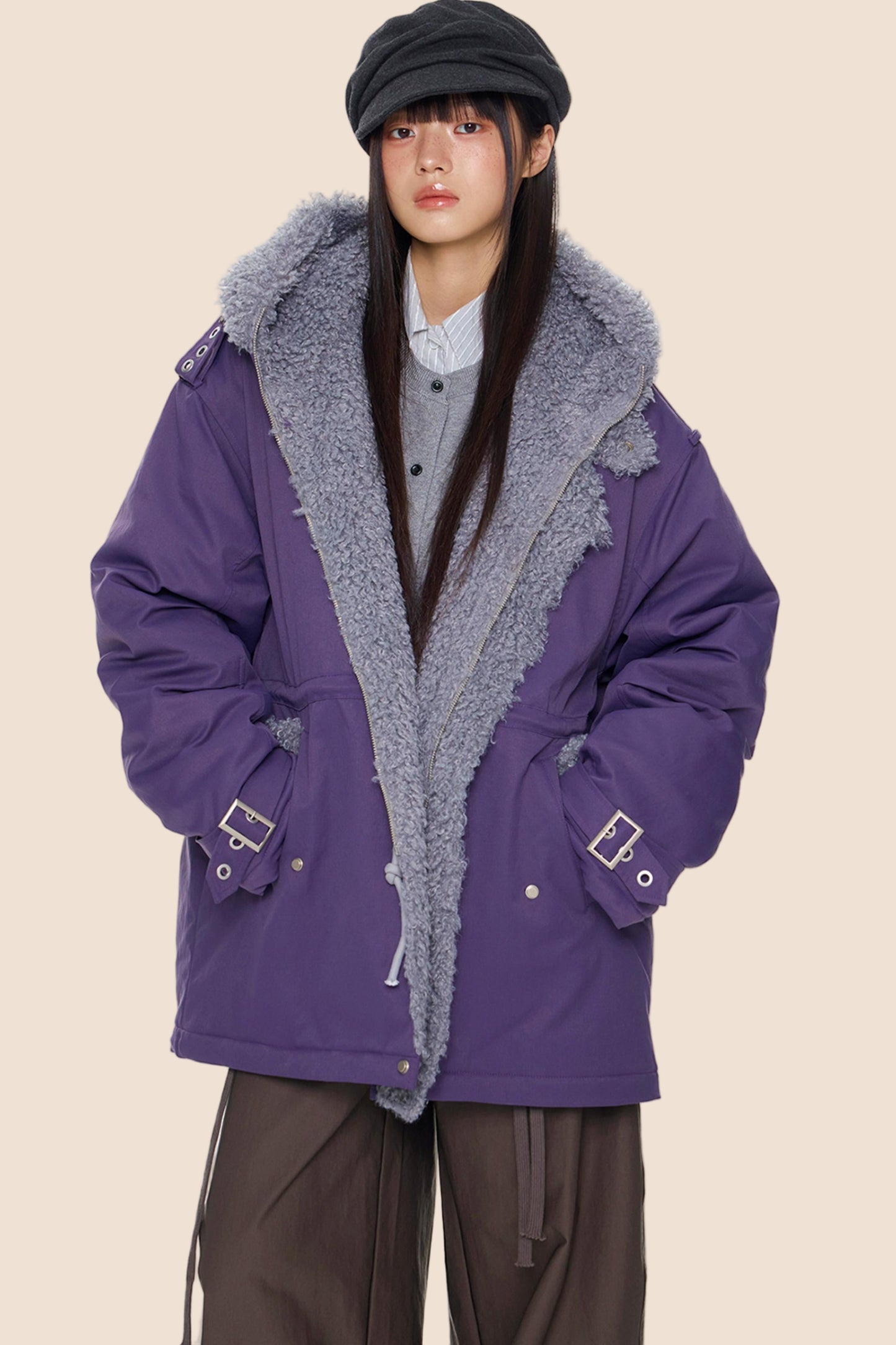 Furry Hooded Cotton Jacket