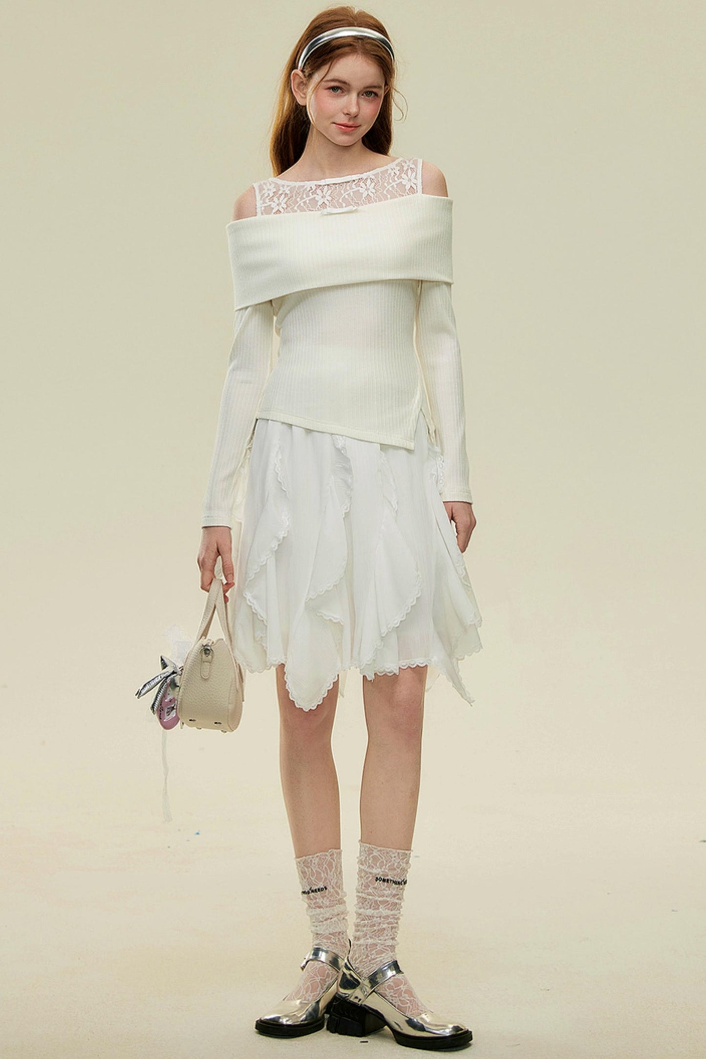 Irregular Lace Bustier A-Line Skirt