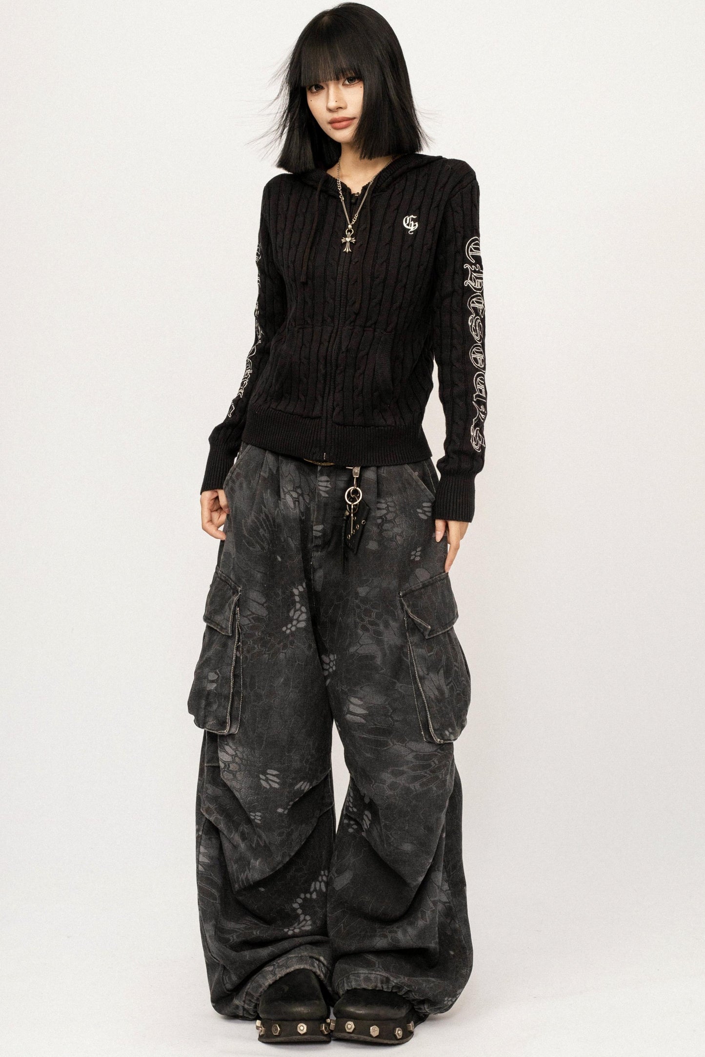 Retro Hooded Knit Cardigan