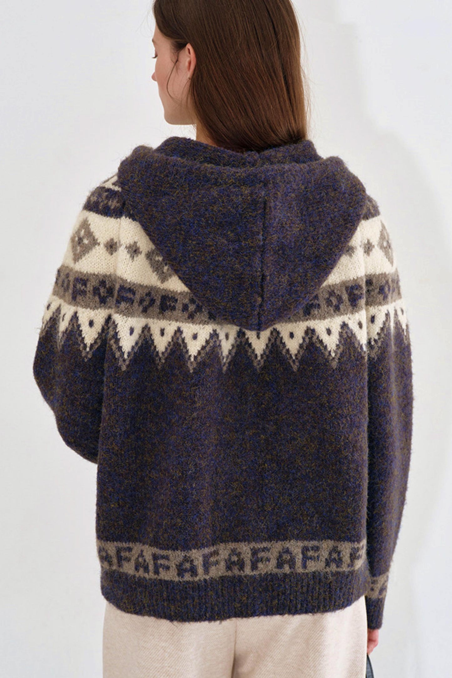 Geometric Fair Isle Hooded Sweater