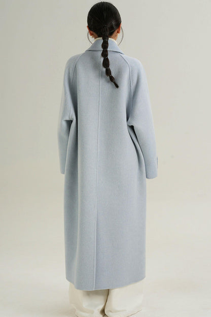 Elegant Blue Wool Coat