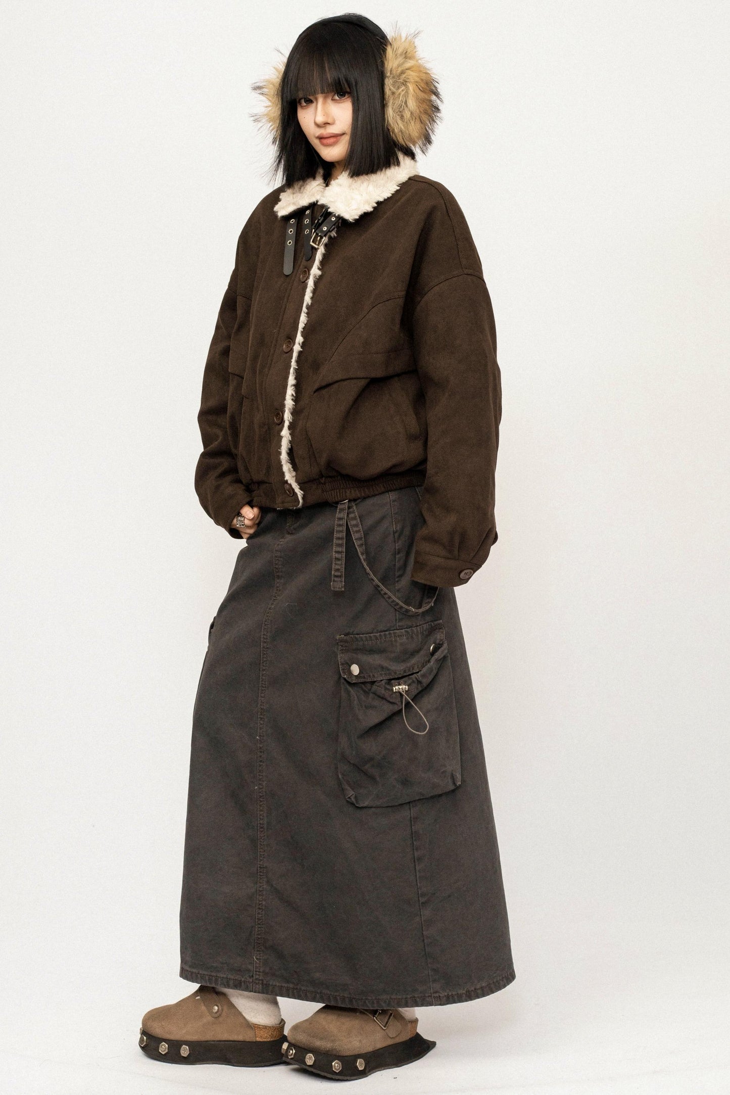 Retro Suede Wool Collar Jacket