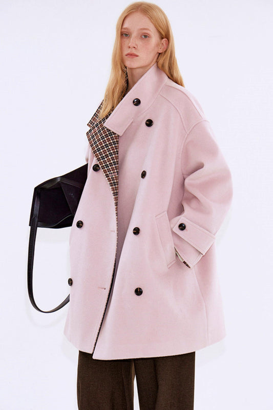 Misty Island Plaid Woolen Coat