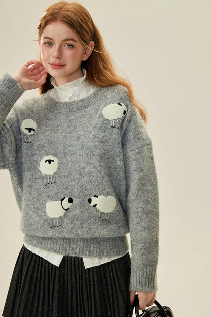 Wool Beaded Knit Sweater