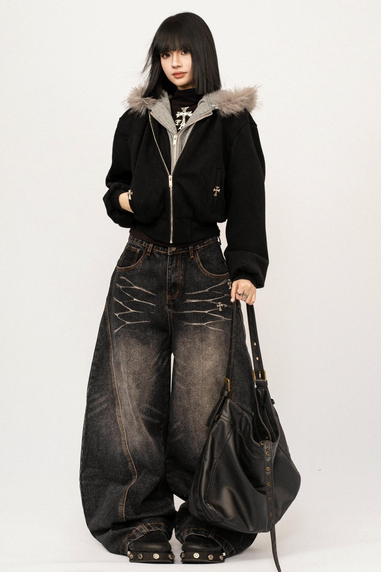 Thickened Stitching Fake Two Sweatshirt Jacket