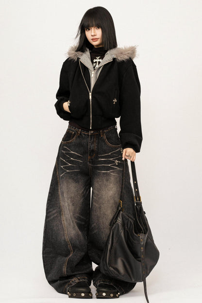 Thickened Stitching Fake Two Sweatshirt Jacket