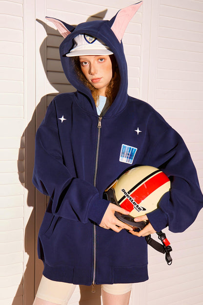 Vintage Peplum Zipper Hoodie Jacket