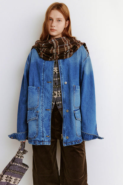 Washed Denim Jacket With Pockets