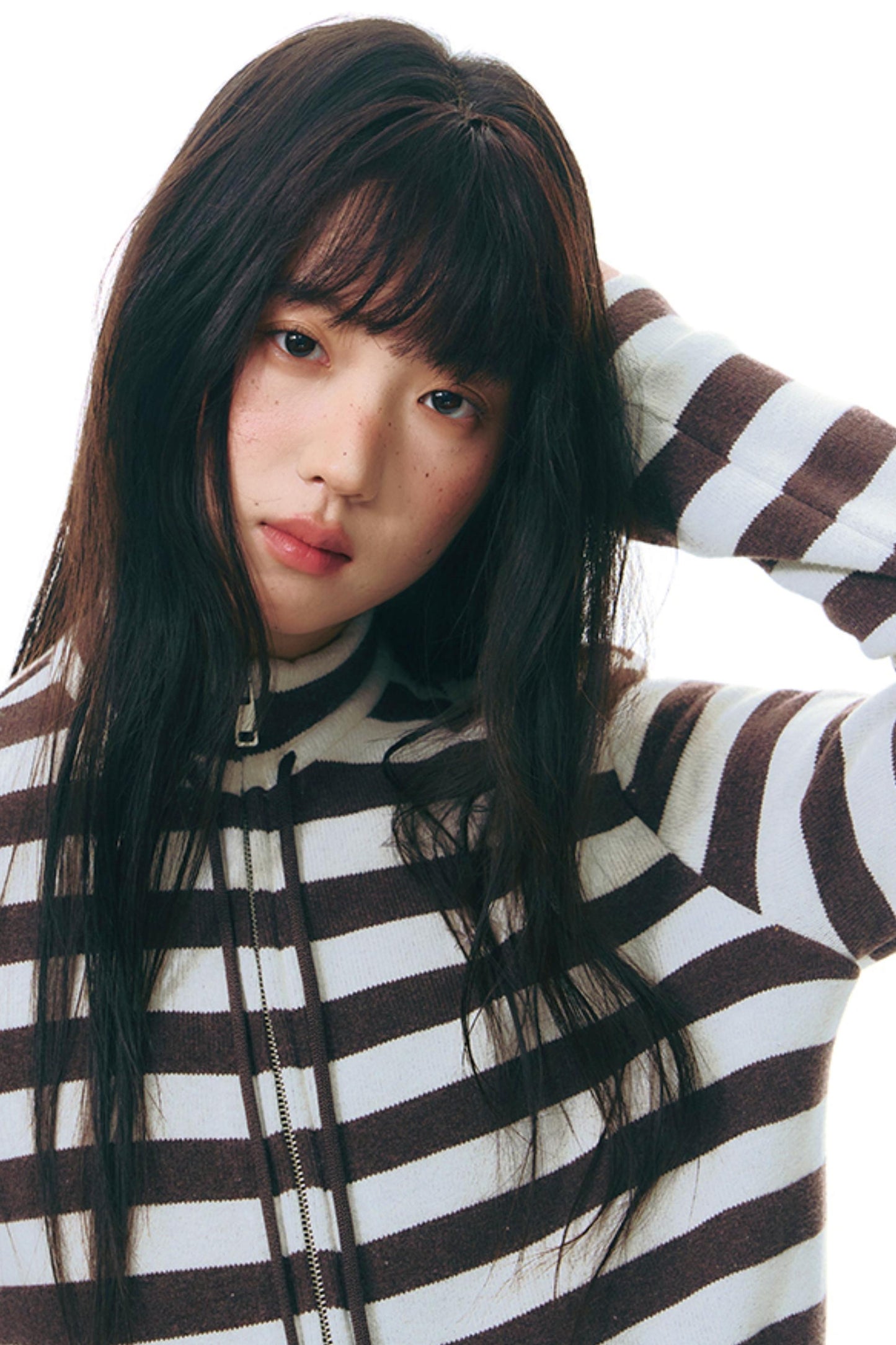 Stand-Up Striped Sweatshirt Jacket Set-Up