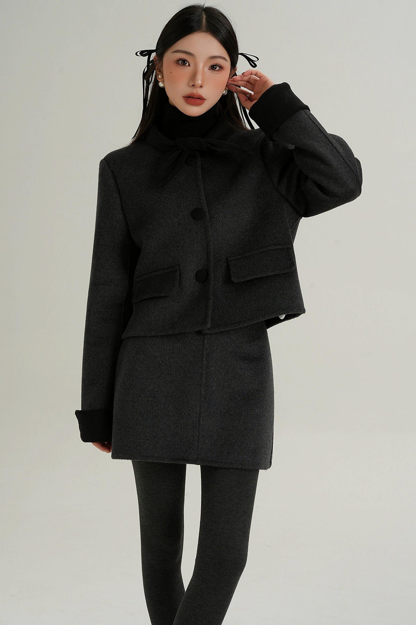 Sophisticated Two-Piece Wool Fashion Coat Set