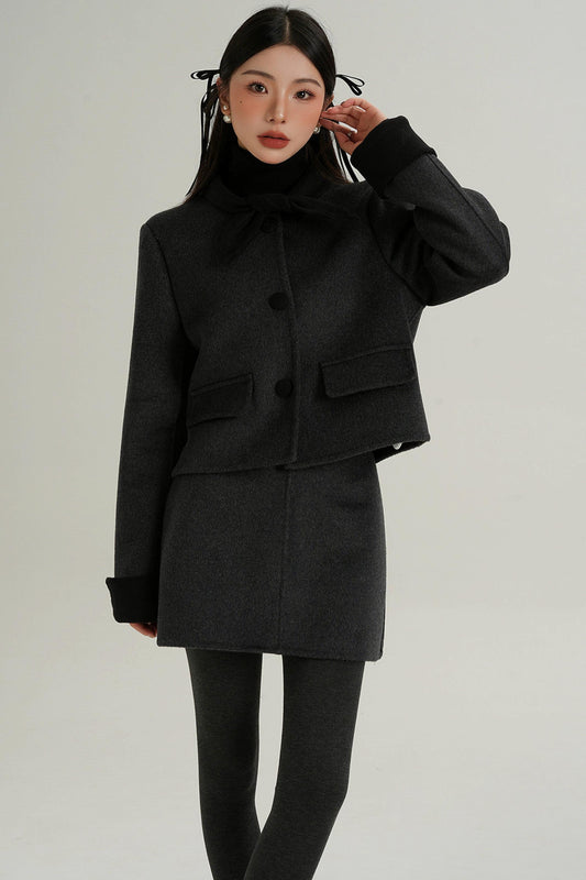 Sophisticated Two-Piece Wool Fashion Coat Set