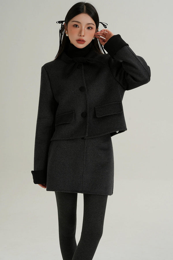 Sophisticated Two-Piece Wool Fashion Coat Set