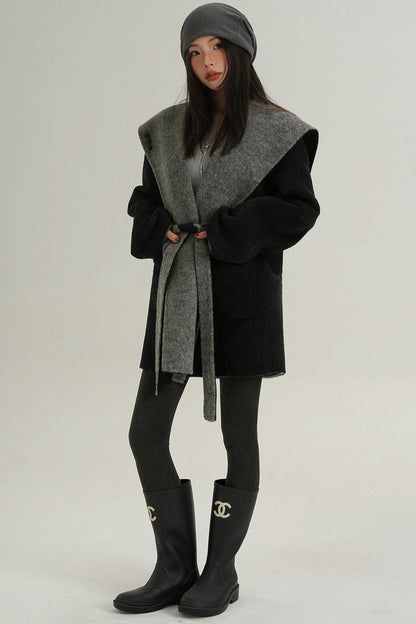 Double-Sided Large Lapel Mid-Length Wool Coat