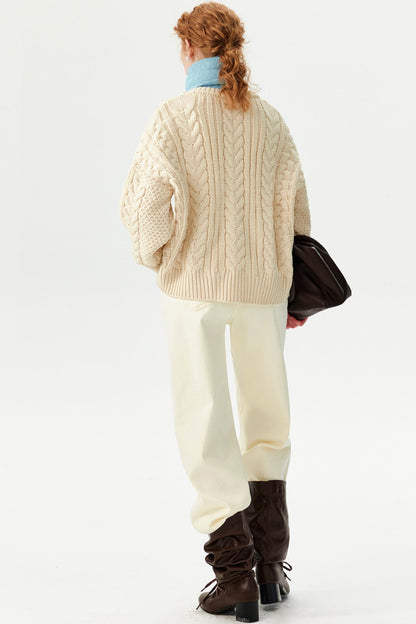 White Velvet Straight-Leg Pants