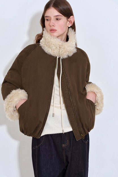 Color-Blocked Floral Cotton Jacket