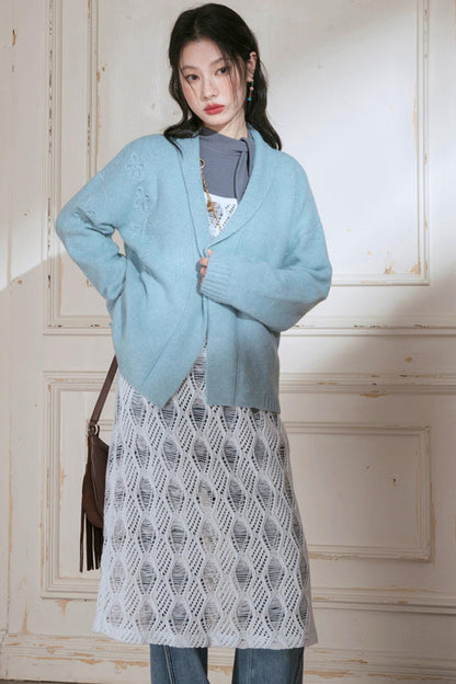 Misty Lake Blue Woolen Sweater Set