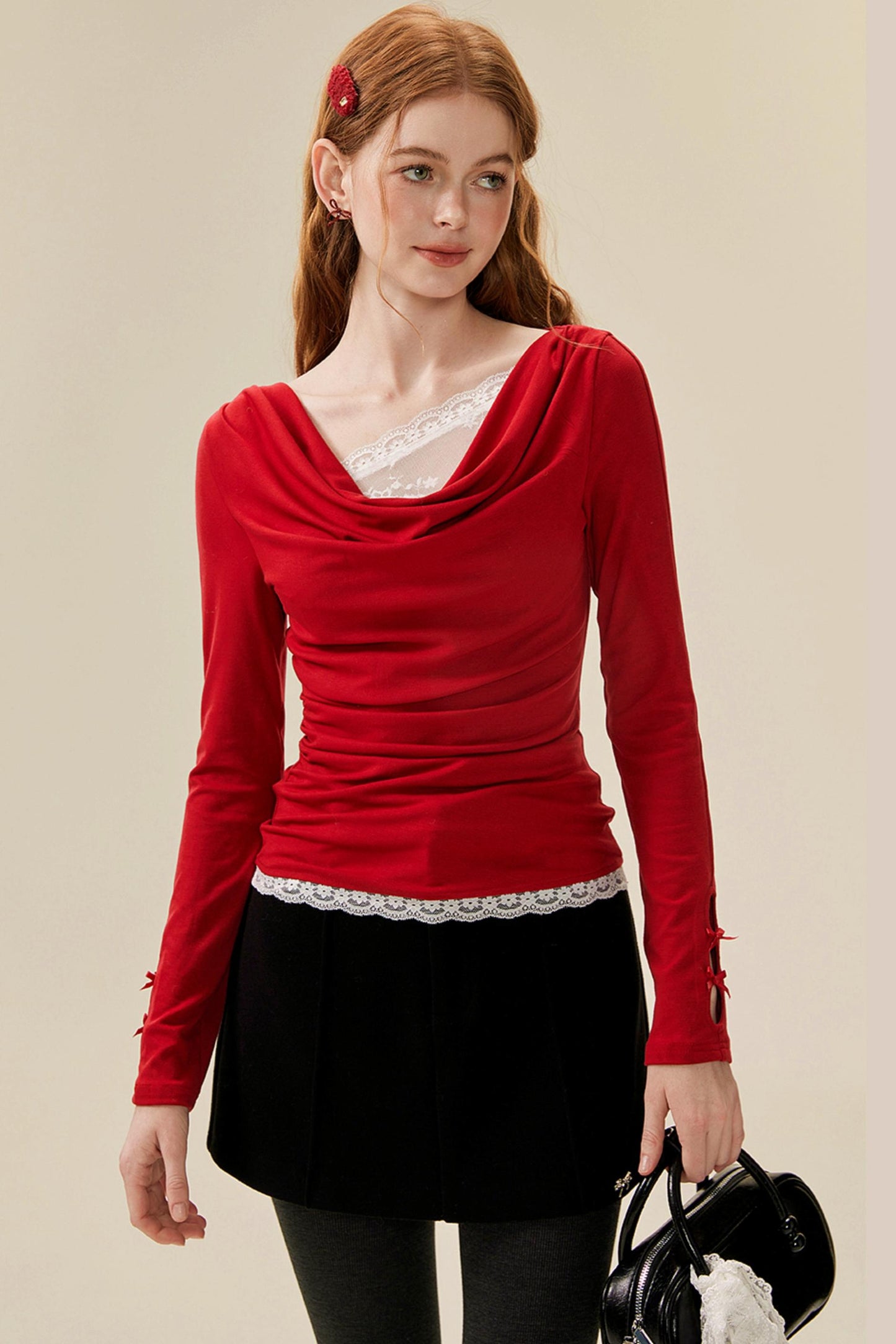 Swing Neck Lace Knit Top