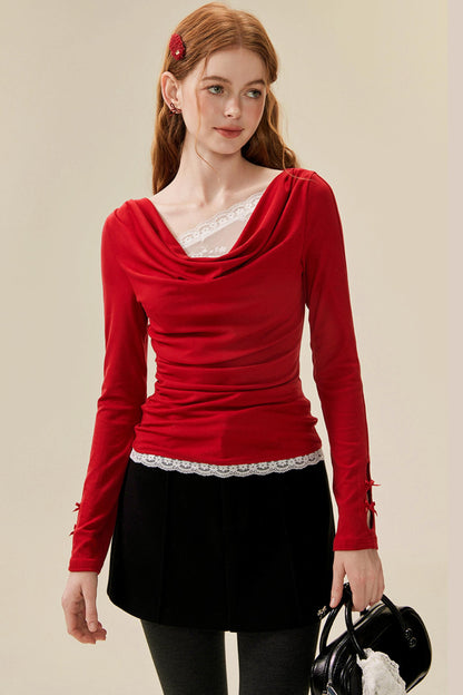 Swing Neck Lace Knit Top