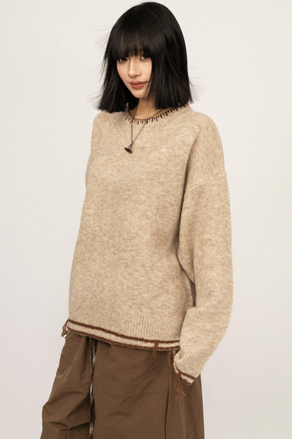 Retro Gray Knitwear Sweater