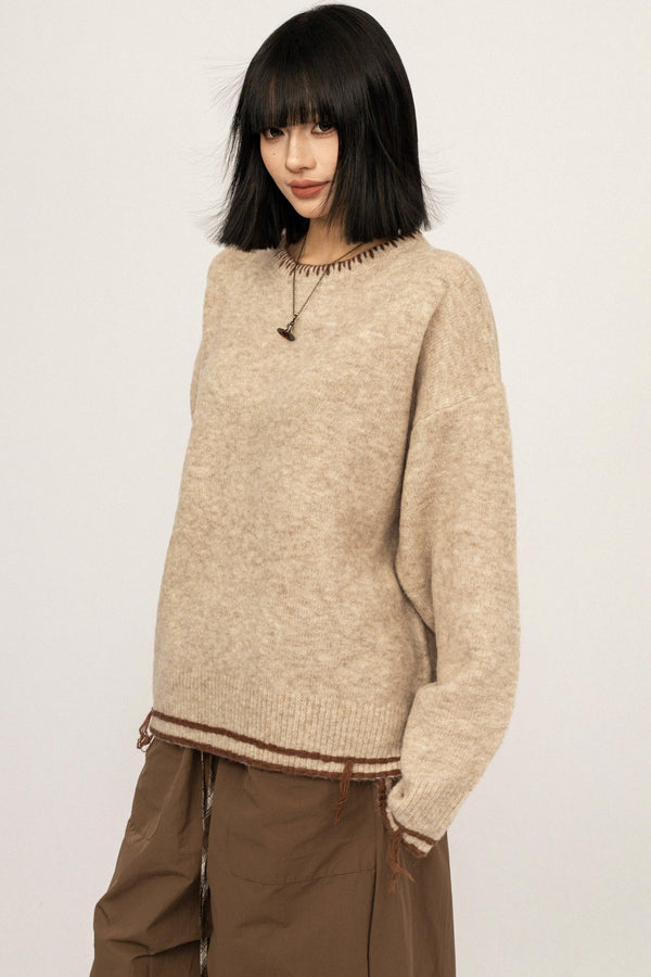 Retro Gray Knitwear Sweater