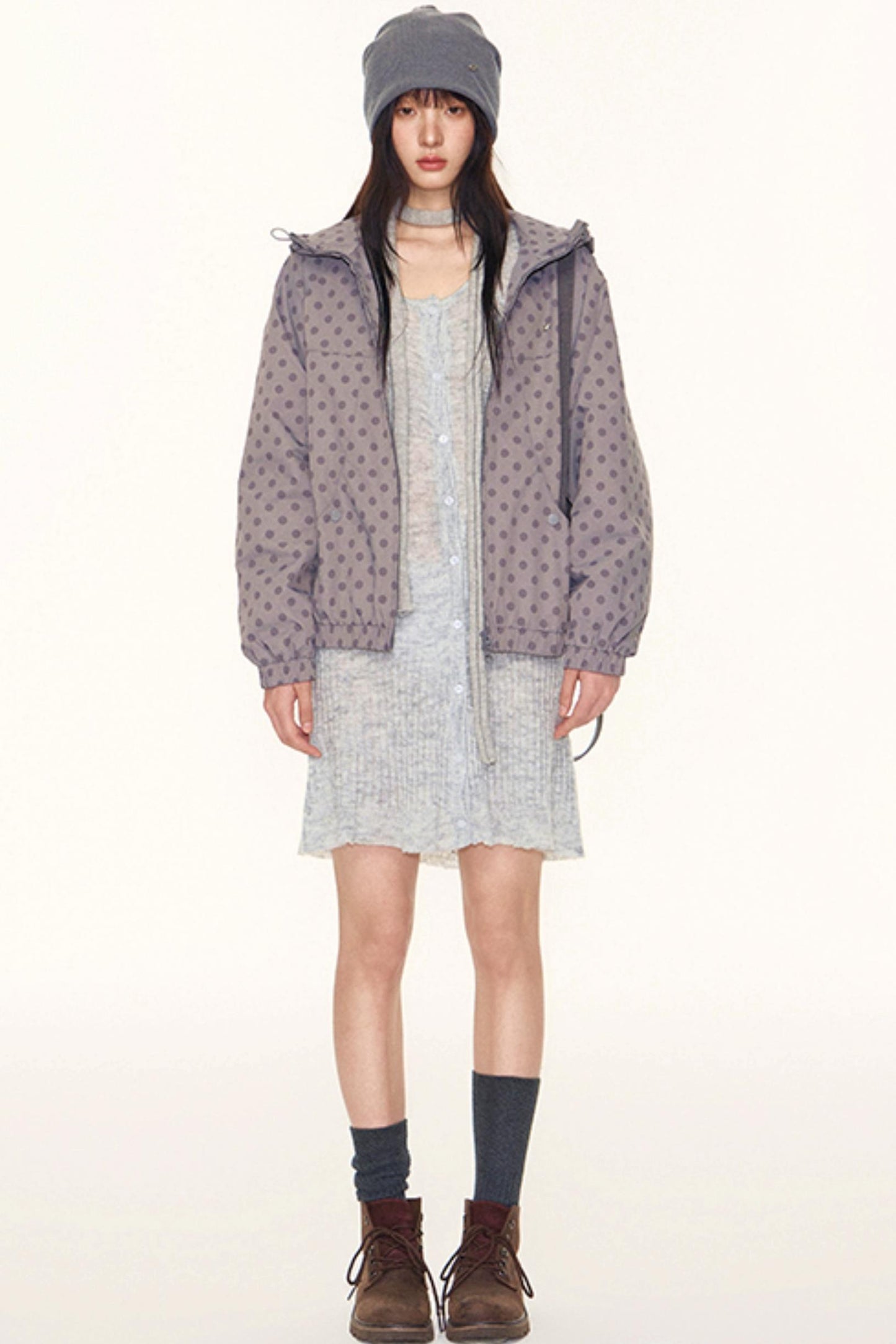 Autumn Polka Dot Hooded Jacket