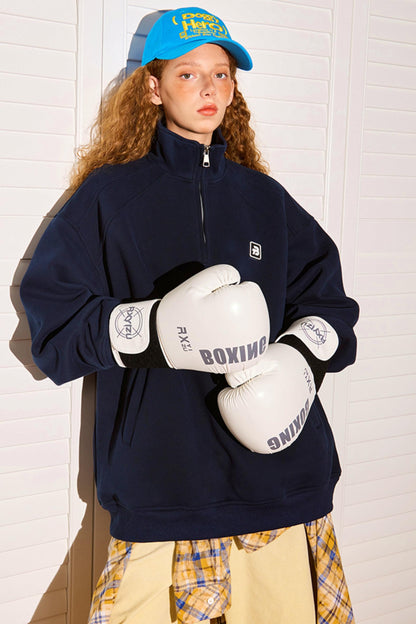 Half-Zipper Stand Collar Polo Sweatshirt