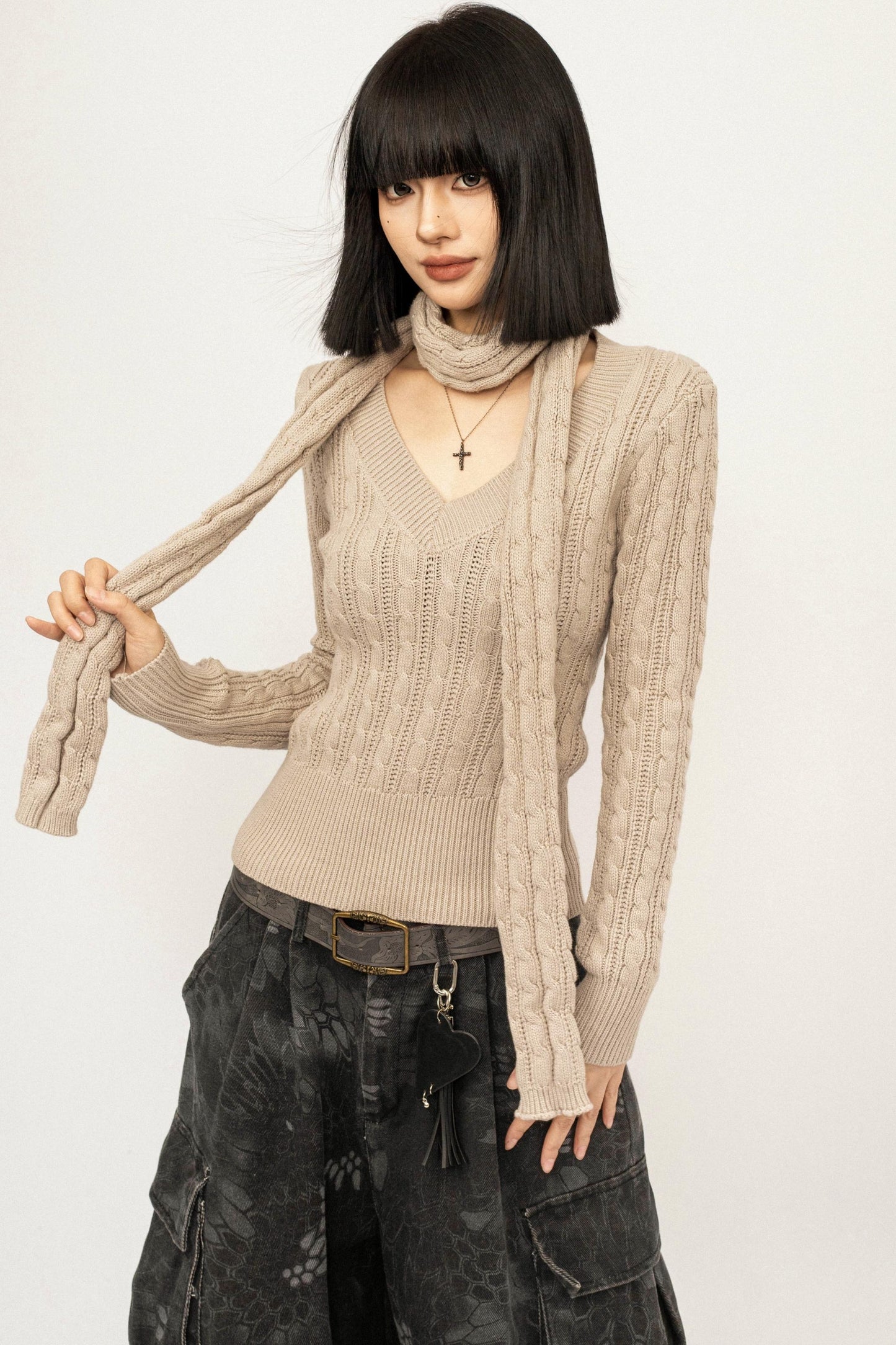 Black Ribbon Knit Top