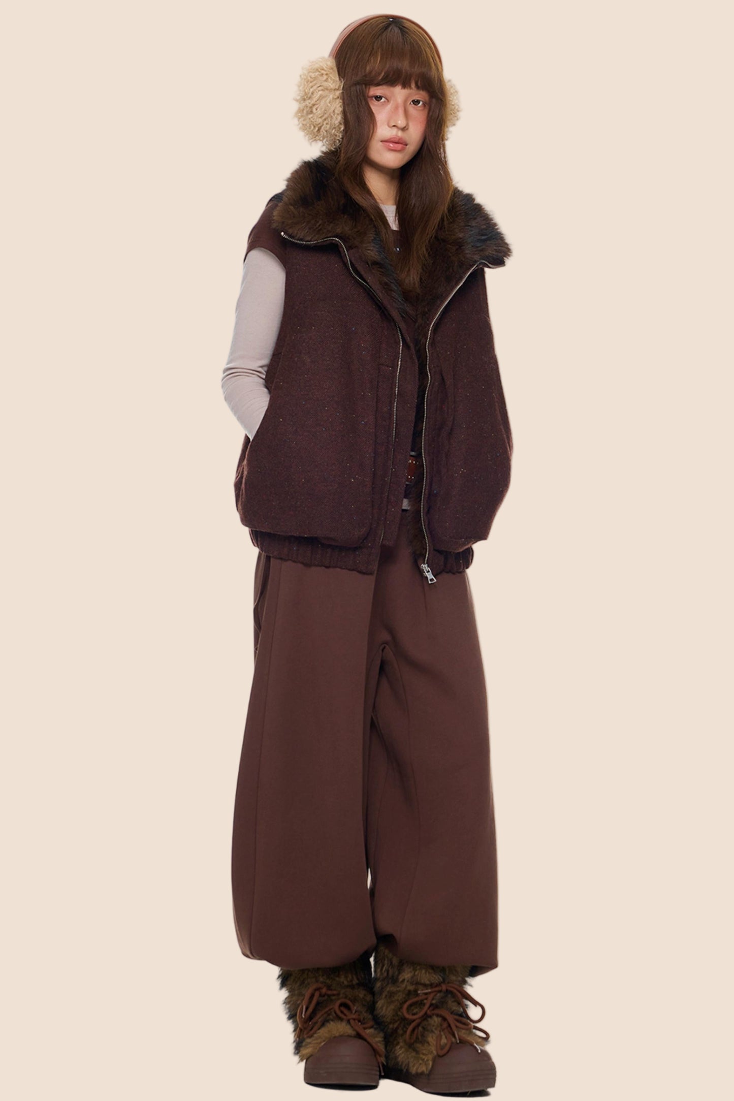 Furry Stand-Up Collar Vest