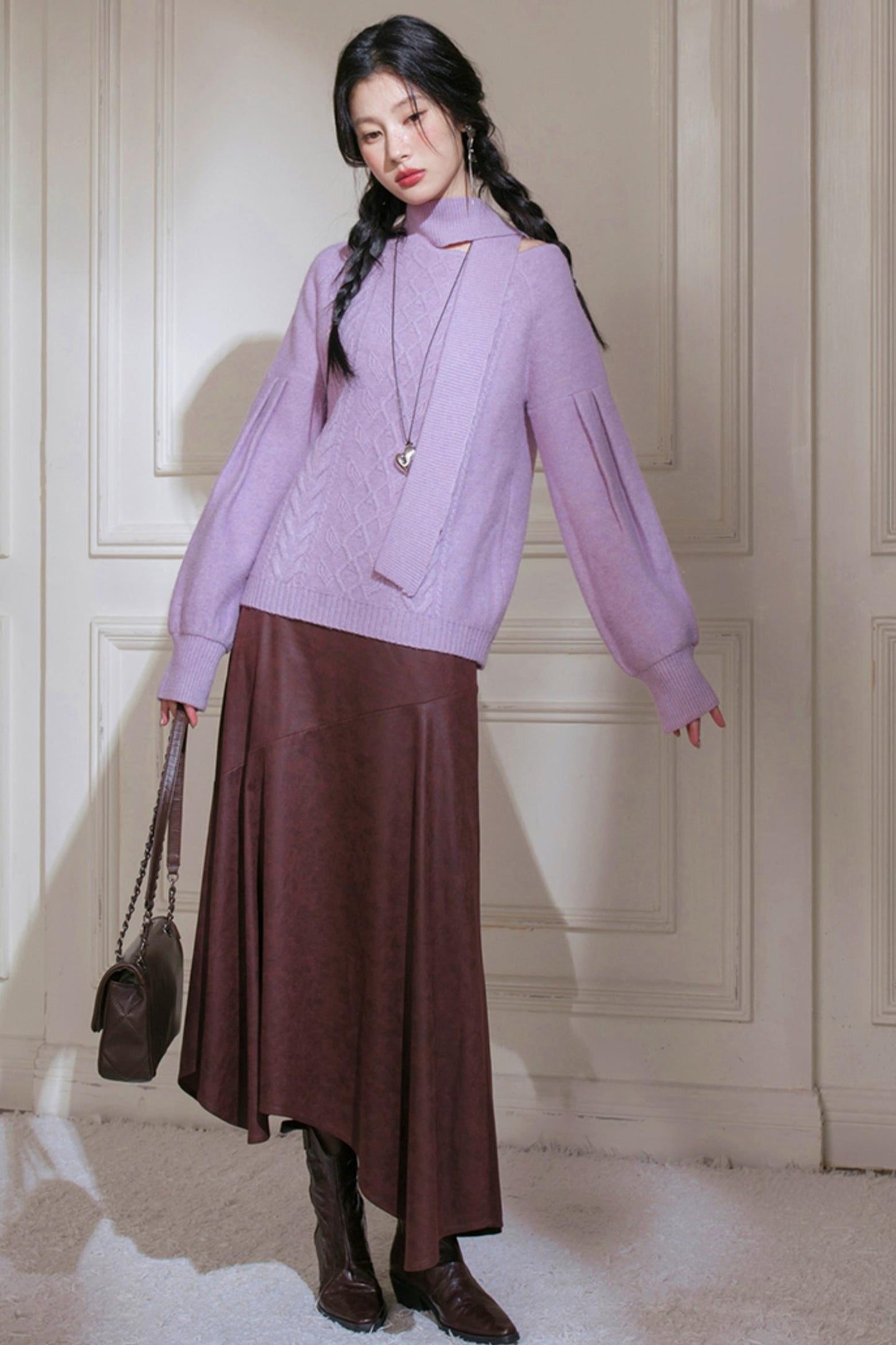 Violet Wool Lantern Sleeve Sweater