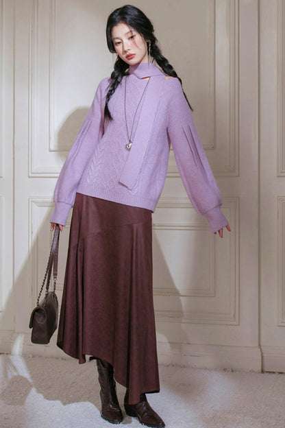 Violet Wool Lantern Sleeve Sweater