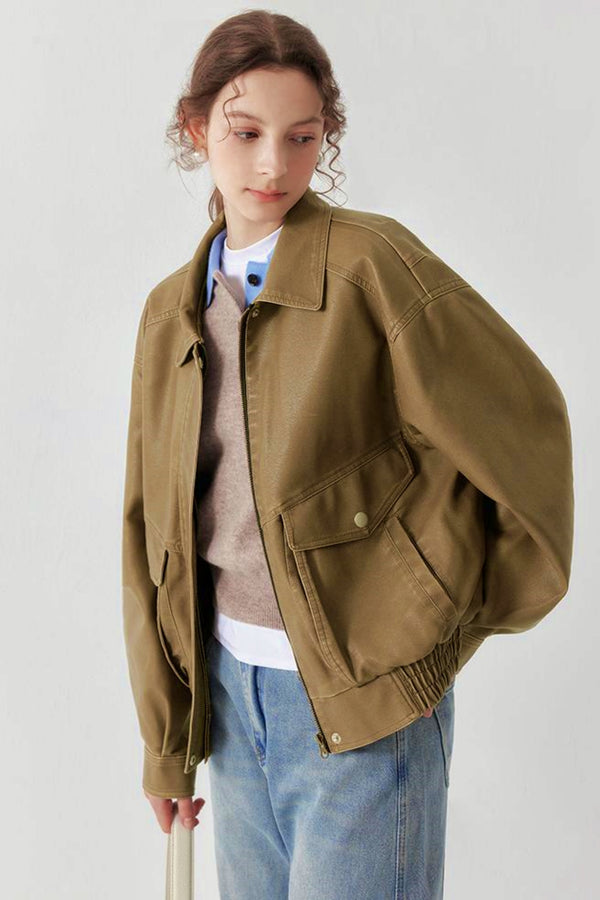 Classic Leather-Style Biker Jacket