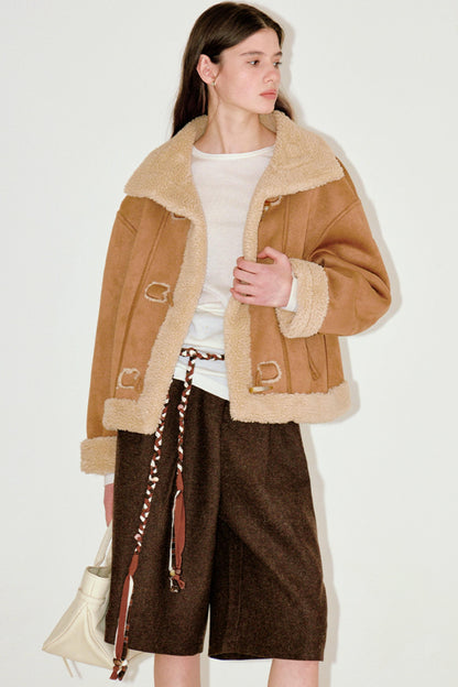 High-Neck Faux Fur Coat