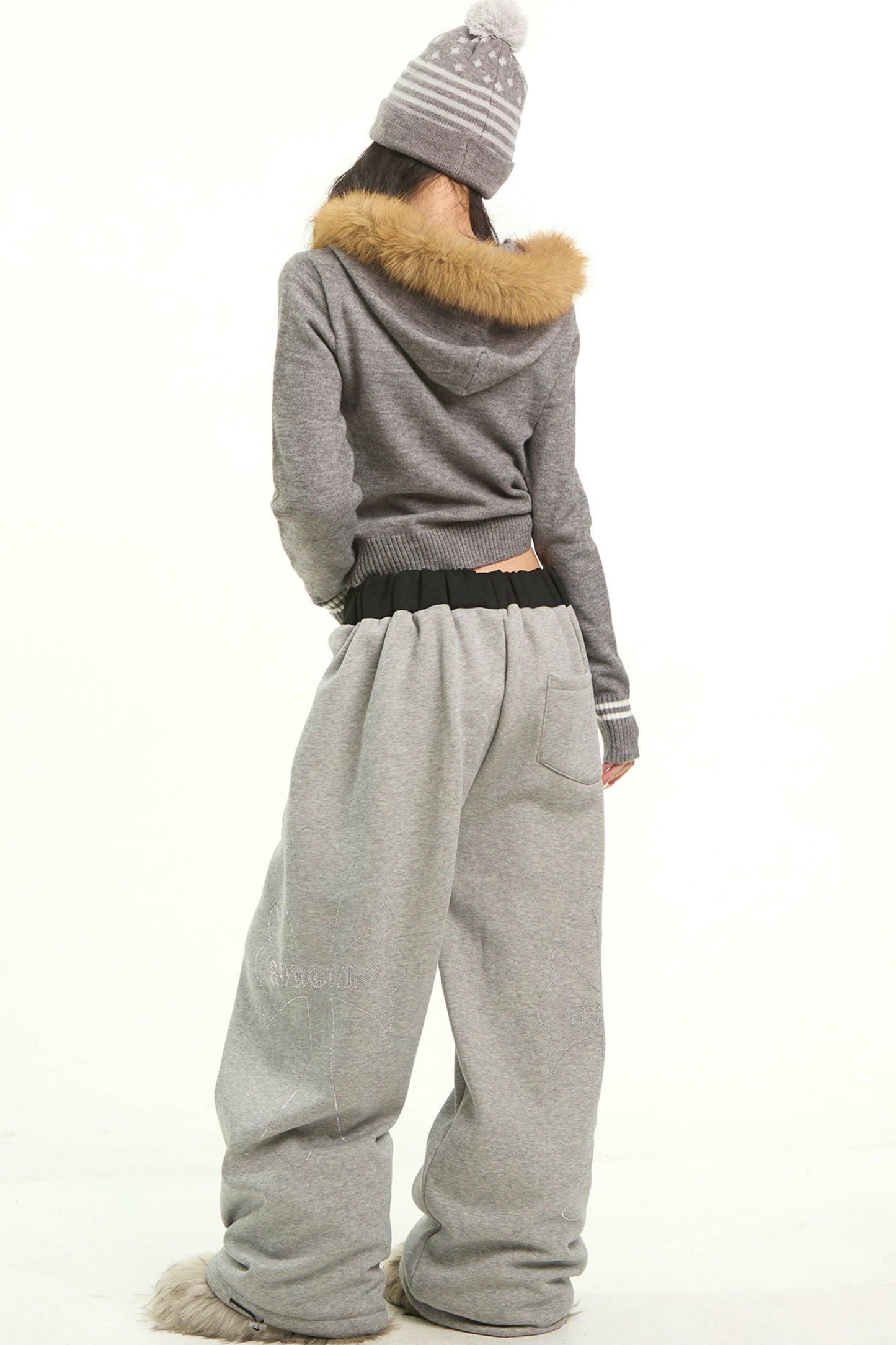 Retro Red Fur Hooded Cardigan