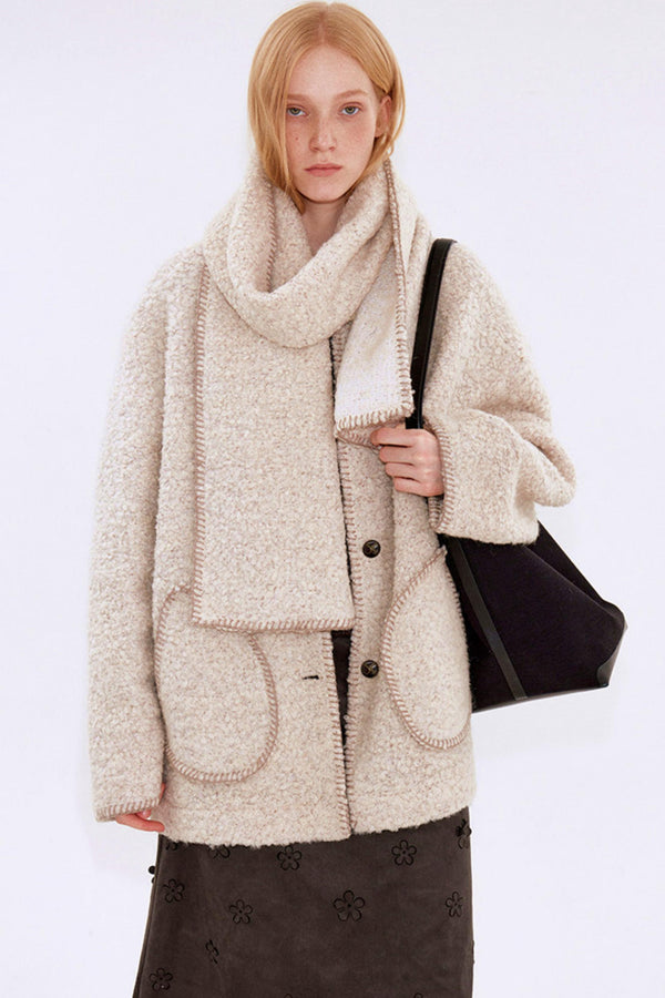 Soft Beige Woolen Coat Set