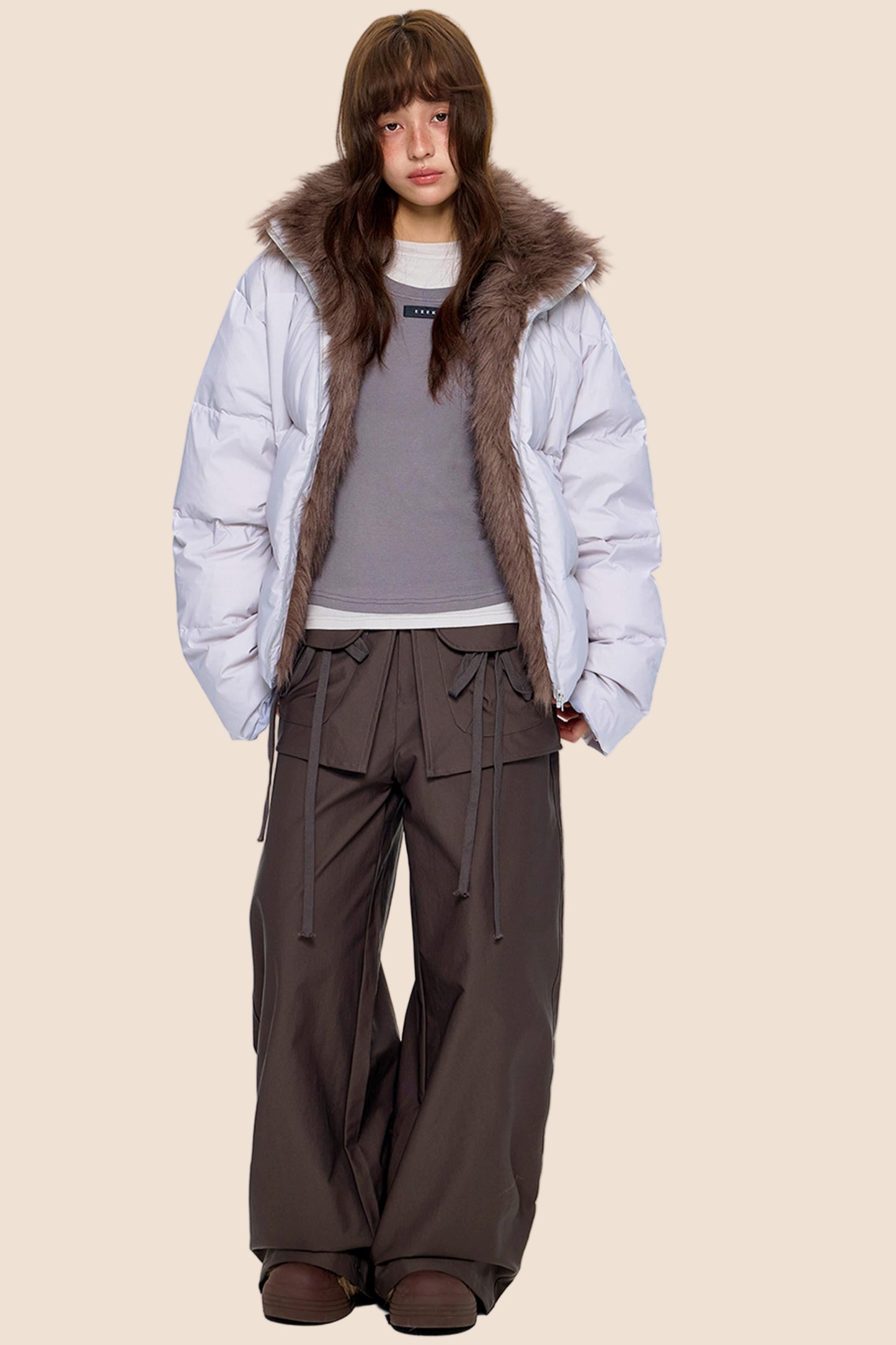 Retro Fur Collar Down Coat