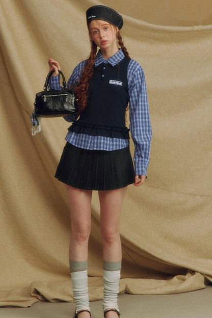 Chic Plaid Lace Layered Top