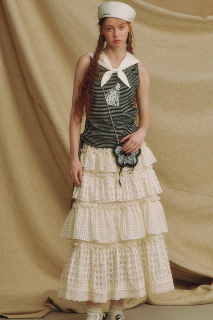 Lace A-Line Layered Skirt