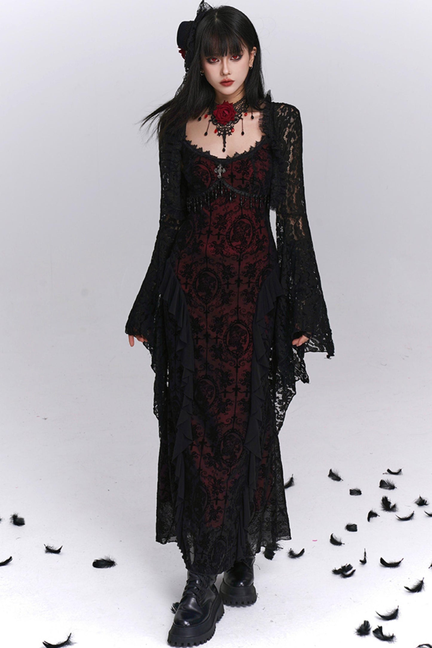 Gothic Black Camisole Dress Set-Up