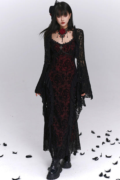 Gothic Black Camisole Dress Set-Up