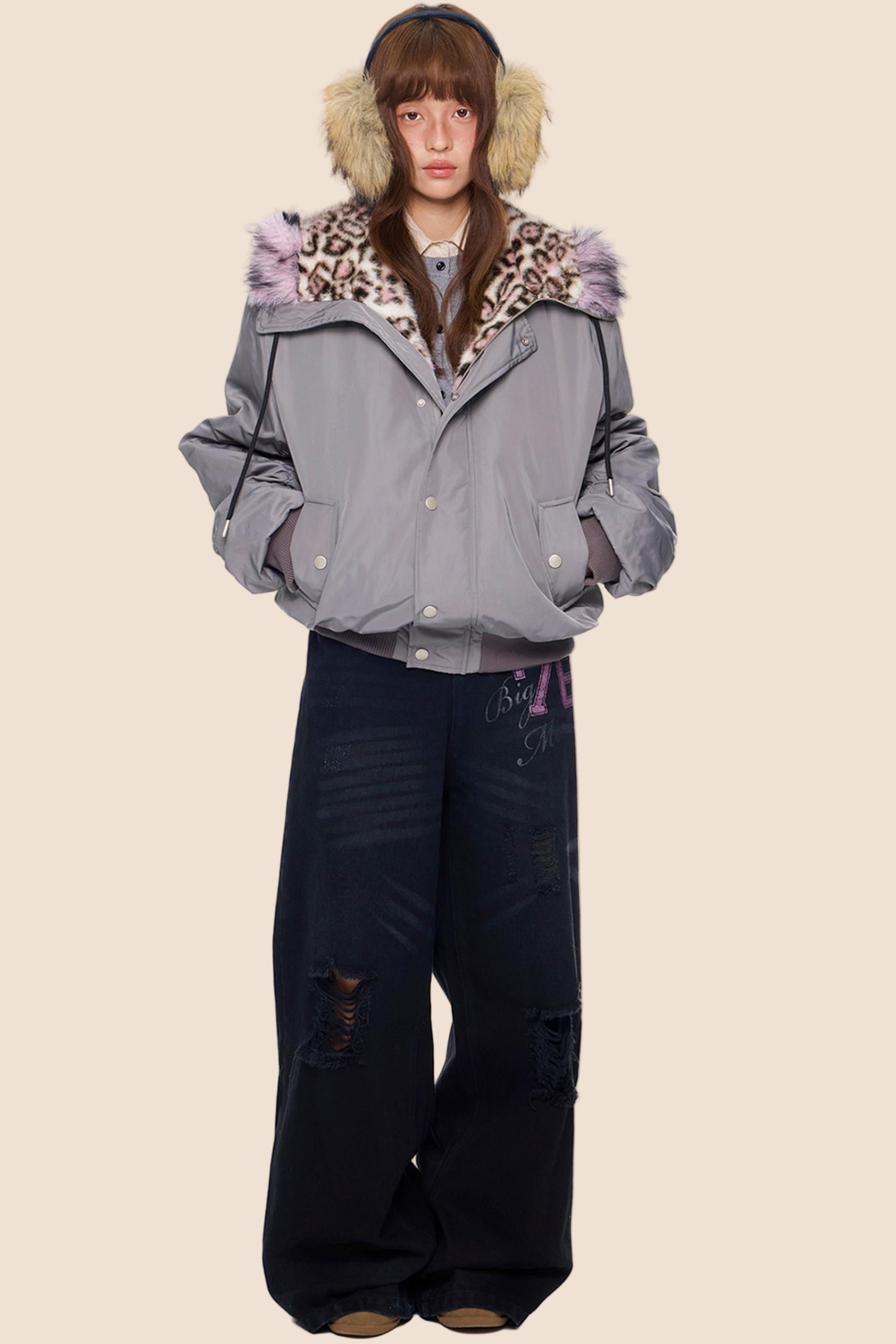 Leopard Print Hooded Jacket