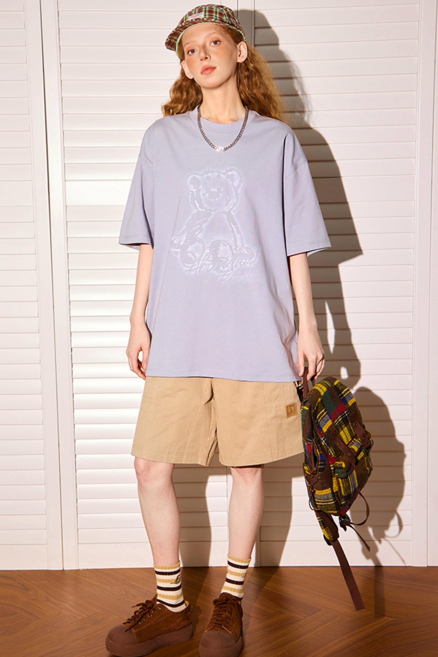 Retro Cartoon Bear Peplum Tee