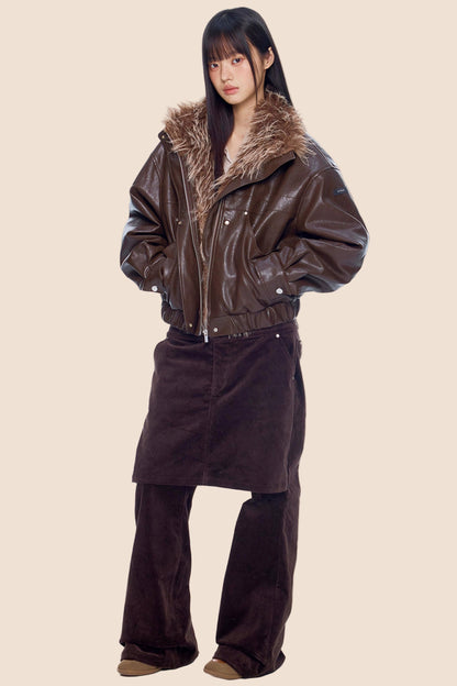 Corduroy Flared Skirt Pants