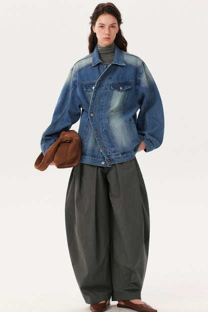 Paper Texture Pleated Scimitar Pants