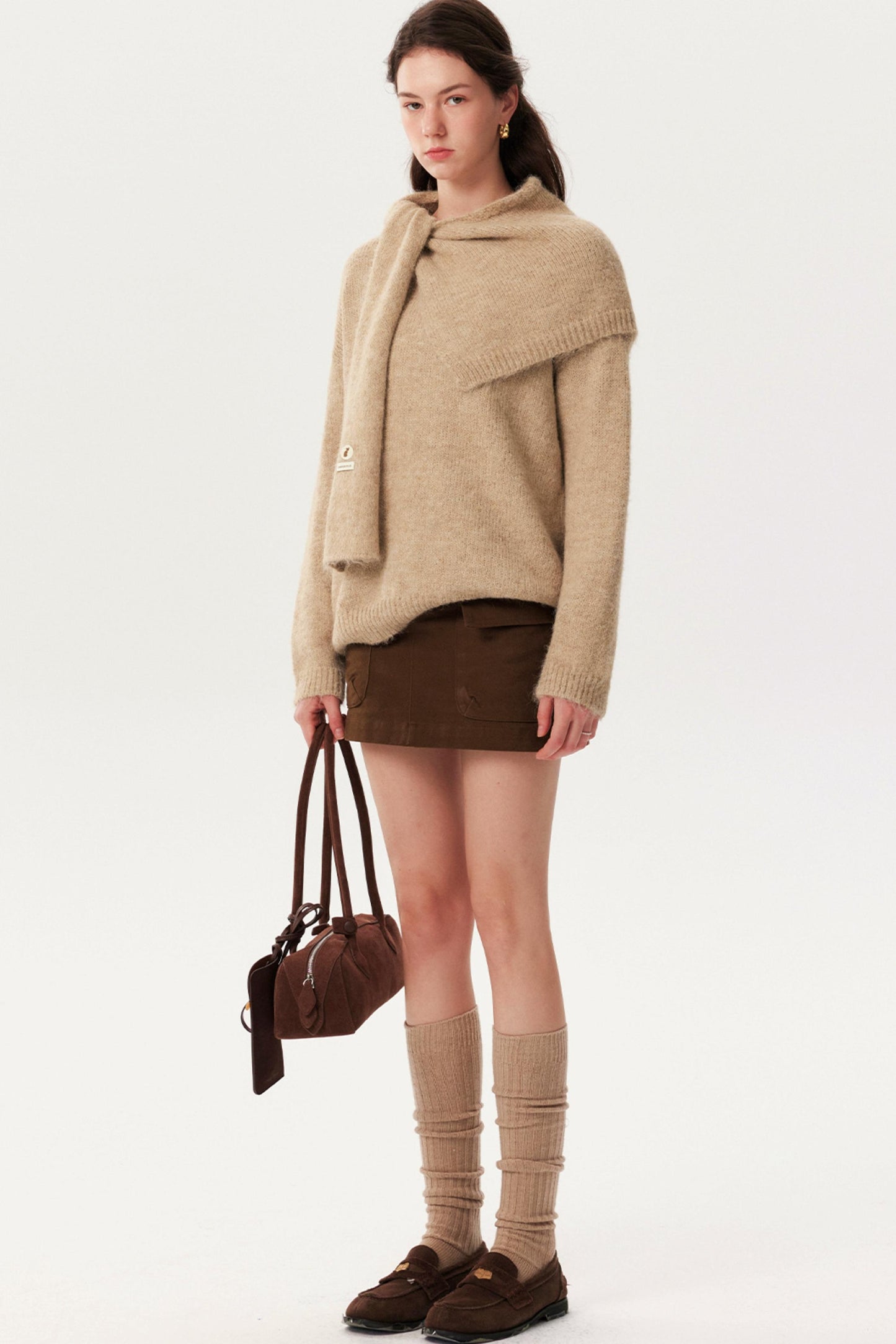 Solid Knitwear Two-Piece Top Set