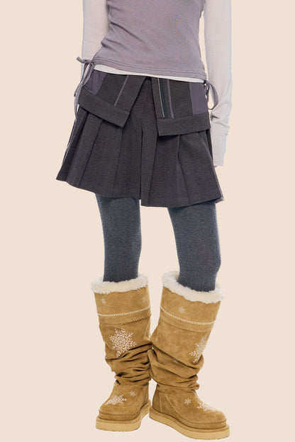 Woolen Pleated Skirt