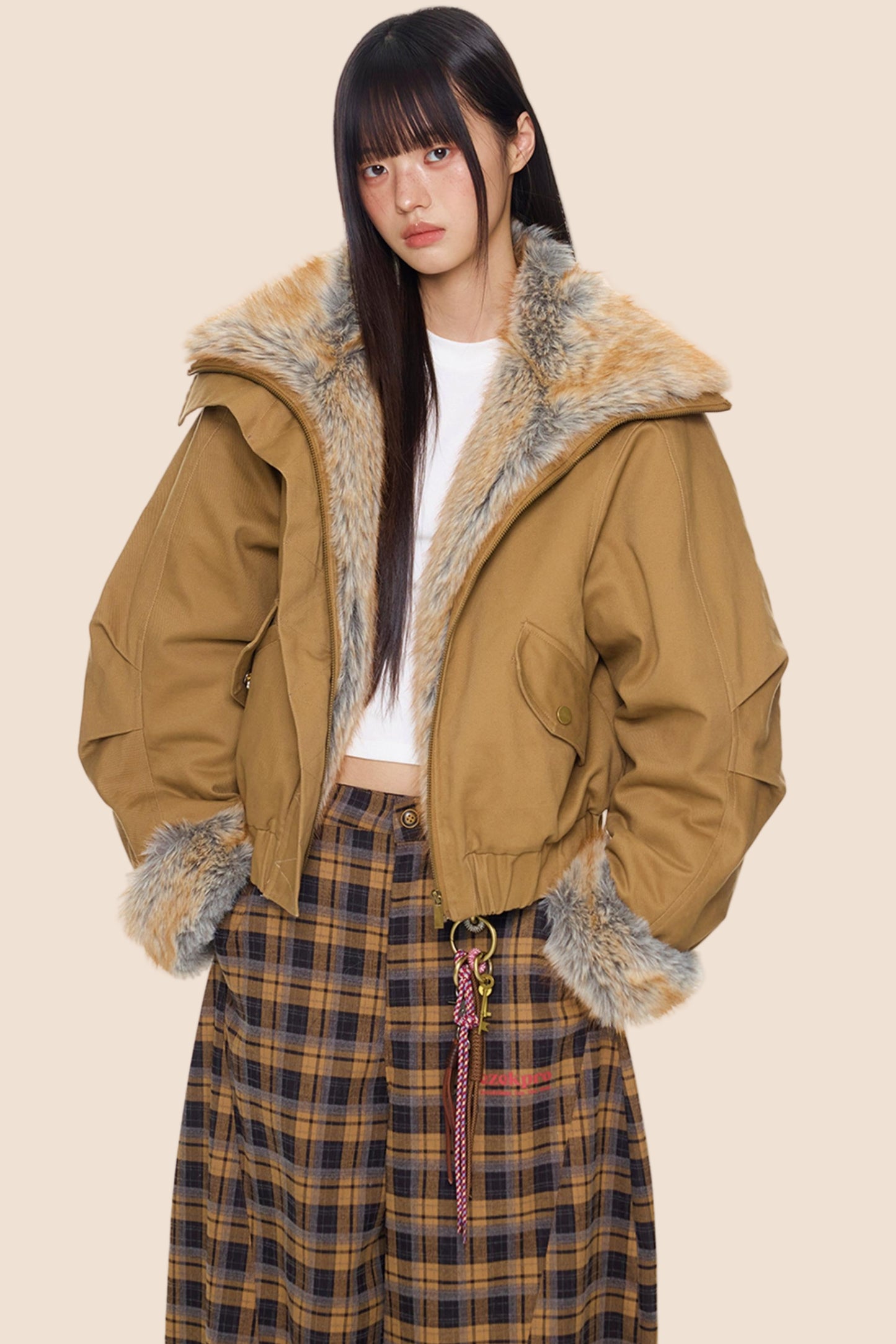 Furry Lapel Cotton Jacket
