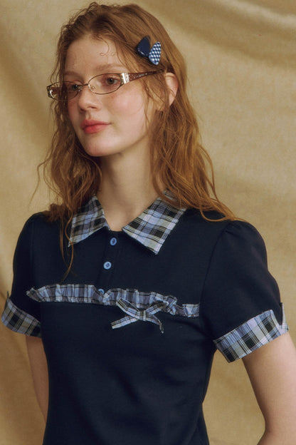 Color Block Bubble Sleeve Dress