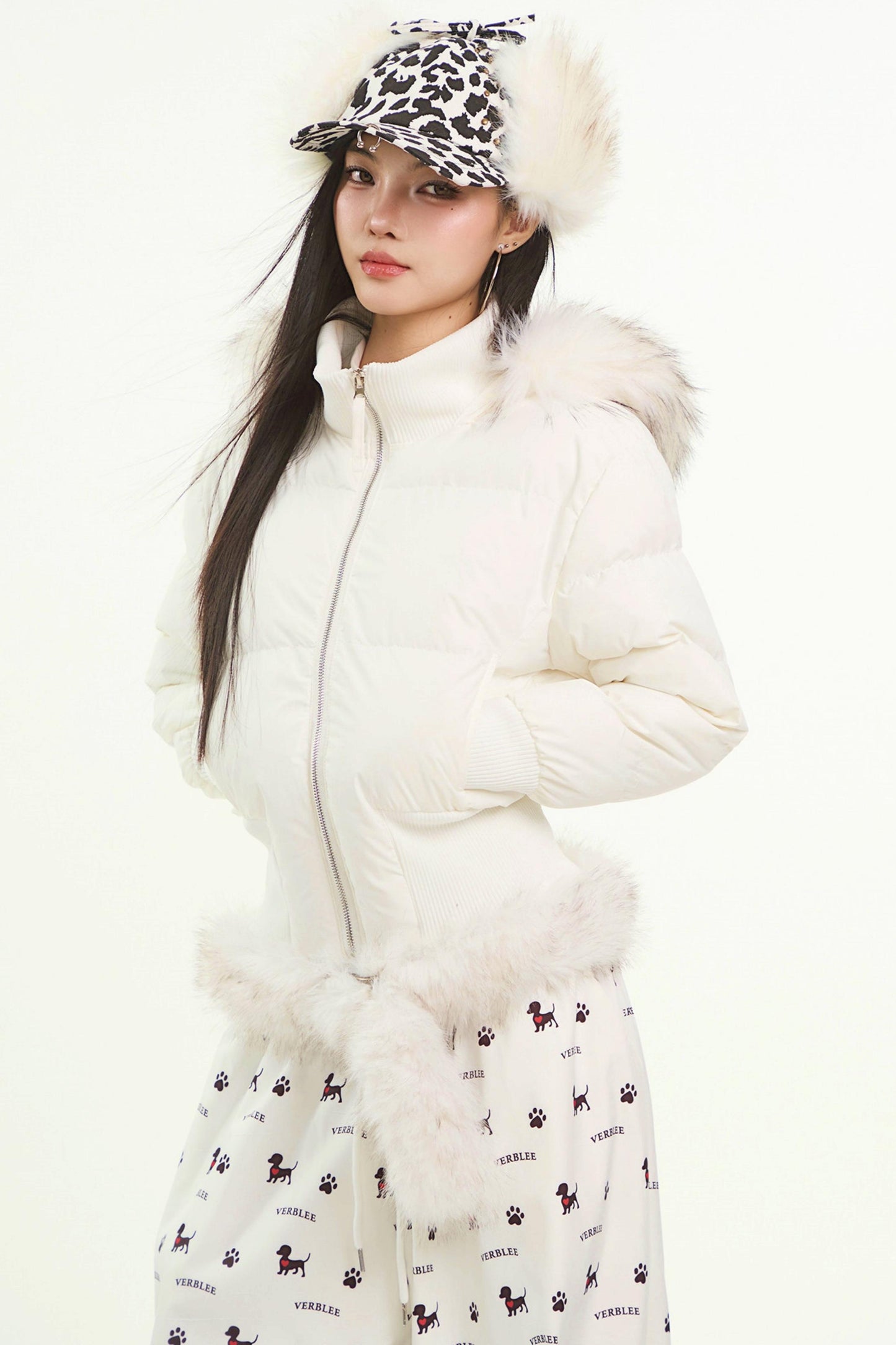 White Fur Collar Cotton Jacket
